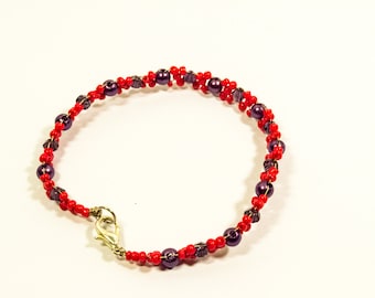 Red and Purple Beaded Bracelet - Your Scarlet Dream