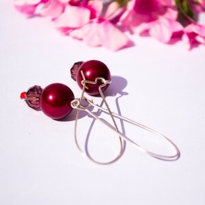 Scarlet Dream - Kristall & rote Perlen frei fallende Ohrringe