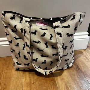 Dachshund  Large Tote Bag, large tote bag,  Fabric Shopper