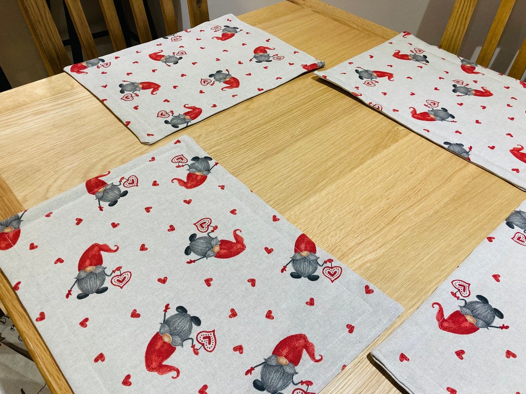 Christmas Fabric Reversible Placemats, Gonk Placemats, Gnomes Placemats, Christmas, Snowman