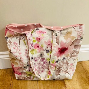 Floral große Einkaufstasche , Schultertasche , Blumen , Strandtaschen , Einkaufstasche , Canvastasche , wiederverwendbare Tasche