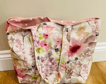Floral large tote bag, shoulder bag, floral, beach bags, shopping bag, canvas bag, reusable bag
