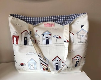 Große Beach Huts Einkaufstasche, große Einkaufstasche, Strandtasche, Shopper, Urlaubstasche