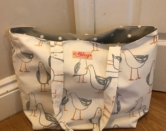 Seagull Tote Bag, large tote bag, Beach Shopping Bag, tote bag