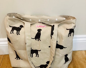 Black Labrador tote bag, Labrador bag, beach bag, shopping bag