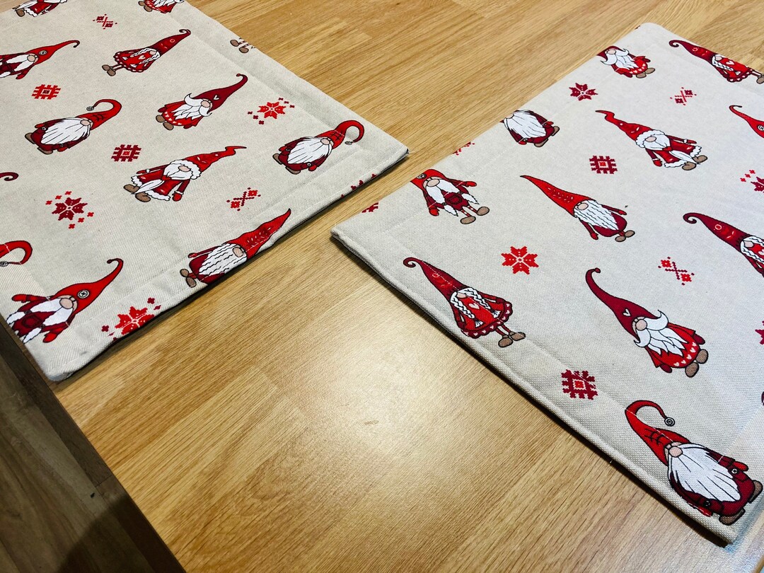 Christmas Fabric Reversible Placemats Gonk Placemats Gnomes Etsy