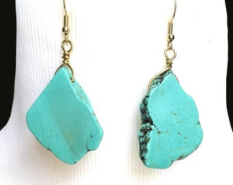 Turquoise Statement Earrings - Turquoise Dangle Statement Earrings - Dangle Earrings - Blue Earrings - Turquoise Earrings Dangle - Jewelry