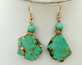 Bohemian Turquoise Blue Statement Earrings - Turquoise Earrings - Dangle Earrings - Blue Earrings - Wedding Earrings- Mom Gift- Gift For Her