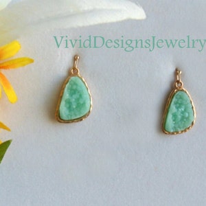 Seafoam Teardrop Statement Earrings Seafoam Mint Green Jewelry Druzy Stone Statement Earrings image 1