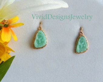 Seafoam Teardrop Statement Earrings - Seafoam Mint Green Jewelry - Druzy Stone Statement Earrings