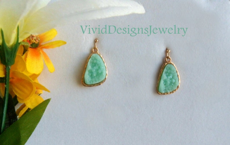 Seafoam Teardrop Statement Earrings Seafoam Mint Green Jewelry Druzy Stone Statement Earrings image 1