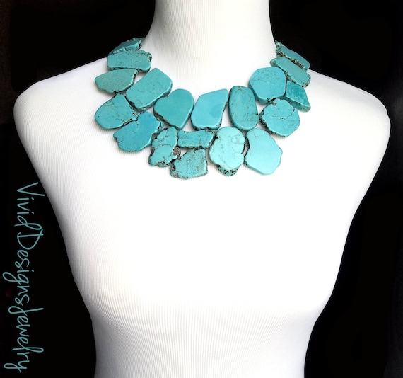 Chunky turquoise statement sale necklace
