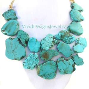 Turquoise Statement Necklace- Bubble Necklace- Turquoise Stone Statement Necklace- Chunky Turquoise Necklace-Big Bold Bib Turquoise Necklace