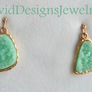 Seafoam Teardrop Statement Earrings Seafoam Mint Green Jewelry Druzy Stone Statement Earrings image 3