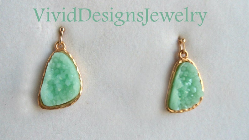 Seafoam Teardrop Statement Earrings Seafoam Mint Green Jewelry Druzy Stone Statement Earrings image 3