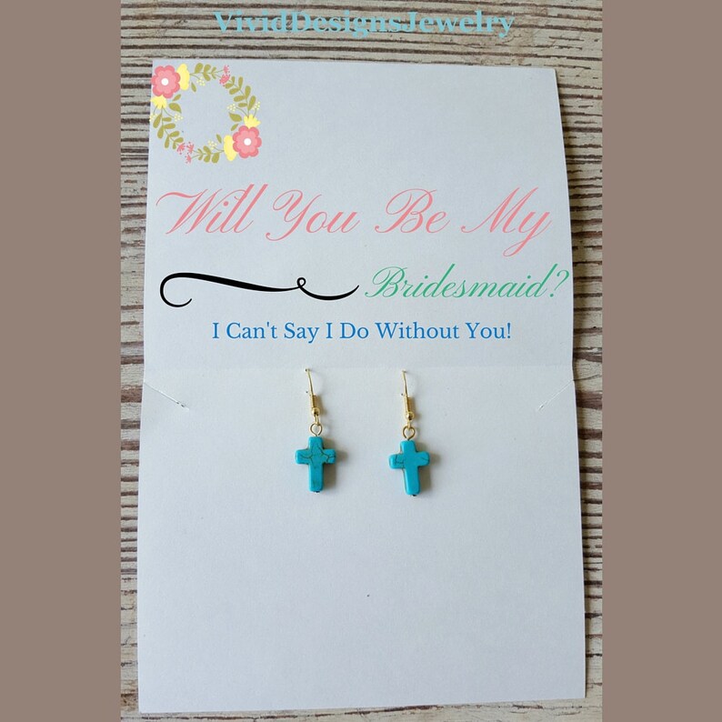 Turquoise Cross Stud Earrings Turquoise Earrings image 4