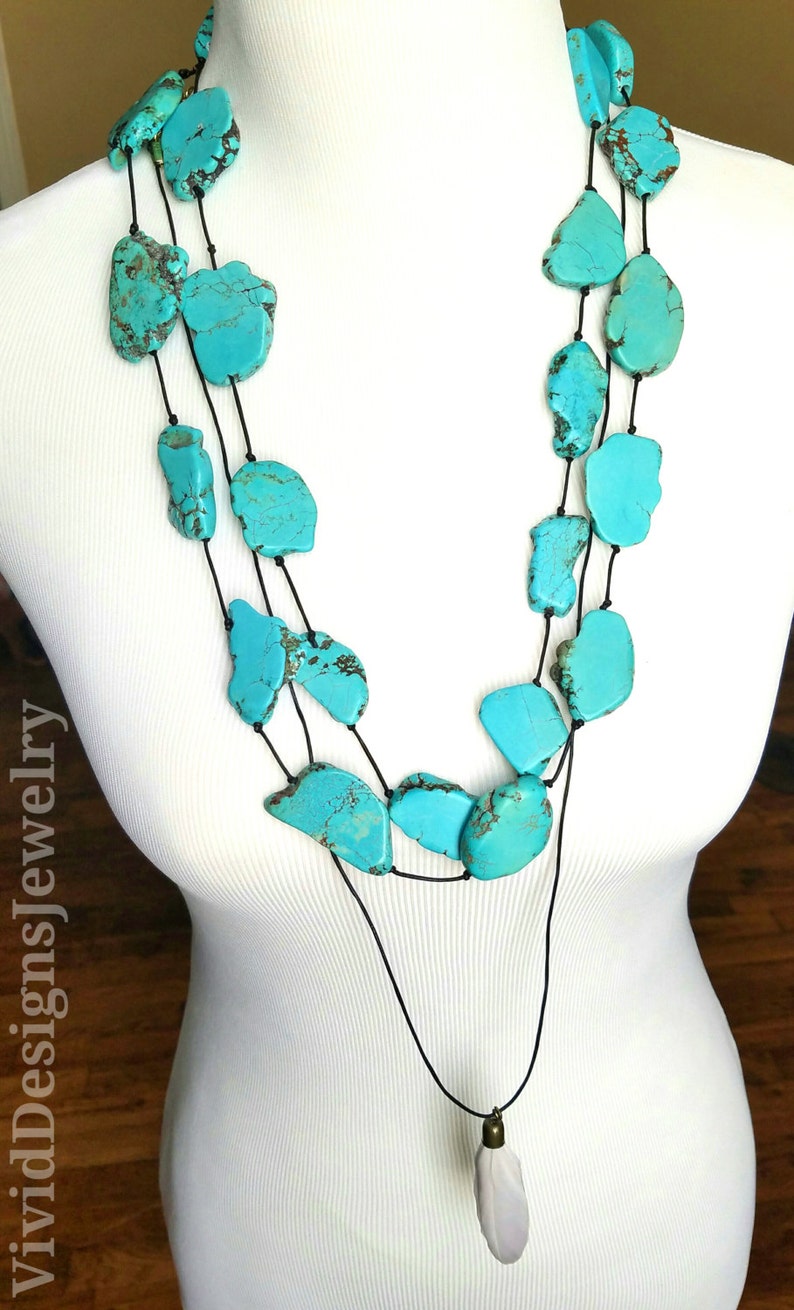 Natural Turquoise with Leather Cord Necklace 250v