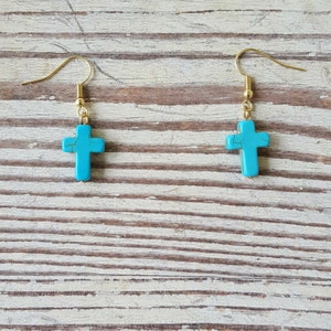 Turquoise Cross Stud Earrings Turquoise Earrings image 3