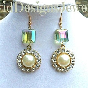 Crystal and Pearl Chandelier Earrings Crystal and Pearl Dangle Statement Earrings- Bride- Wedding Earrings