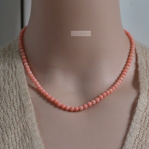 Pink coral beaded necklace,4mm pink coral Necklace for men and women,pink coral necklace,small necklace,bead necklace, wedding necklace
