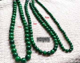 Collana Giada Naturale Verde 3 File Perle 4-12 Mm - Pietre Preziose Ro Tonde Lunghezza 18-20 Pollici