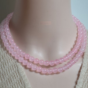 Pink jade beaded necklace,8mm pink jade Necklace for men and women,2 rows pink jade necklace,pink jade necklace,bead necklace