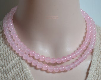 Colar de jade rosa, Colar de contas de jade rosa feito à mão, Fecho lagosta, colar de jade, colar para dama de honra, joia de casamento, presente para ela