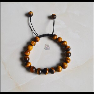 Tiger Eye 8mm Round Stretchy String Bracelet, Bracelet,semi-precious stone lisee and round natural stone jewelry ,black string bracelet