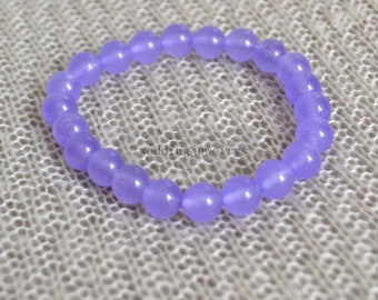 Handmade Purple Agate Beaded Bracelet, Women's Elastic Bracelet