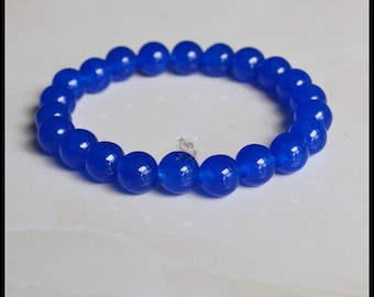Blue Jade Bracelet, Christmas present, women Bracelet,8 mm real stone Jewelry, girl Bracelet, friends gift
