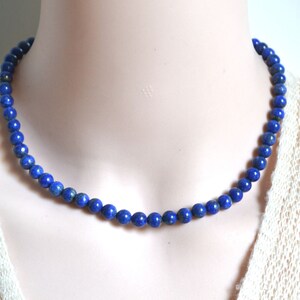 Dainty Lapis lazuli necklace,6mm lapis lazuli natural chokernecklace,Lapis Lazuli jewelry,Blue Beaded Necklaces forWomen,Gemstone Necklace