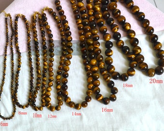 TIGERS EYE Crystal Necklace - Chip Beads - Long Crystal Necklace