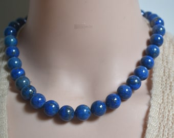 Sierlijke Lapis Lazuli ketting, 12mm Lapis Lazuli geverfd chokerketting, Lapis Lazuli sieraden, blauwe kralen kettingen voor vrouwen, edelsteen ketting