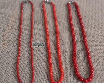 Rode koraal kralen ketting, 3-5,5 mm rode koraal ketting voor mannen en vrouwen, rode koraal ketting, rode koraal ketting, kralen ketting, kleine ketting