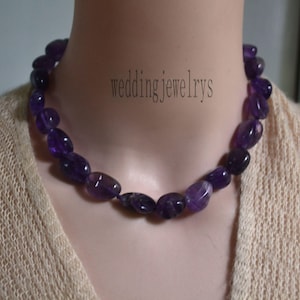 Natural Purple Amethyst Necklace,February Birthstone Necklace,Amethyst Jewelry,Gift.big Purple Amethyst Necklace,Gemstone Necklace