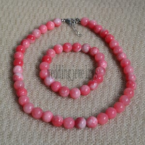 Peach Jade set,peach Jade beads,10mm Jade beads, gemstone Wedding Jewelry, jade bracelet.statement necklace,wedding necklace,jade necklace