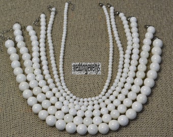 pure white beads necklace,4-14mm white shell Necklace for men and women,single strand white mother of pearl necklace