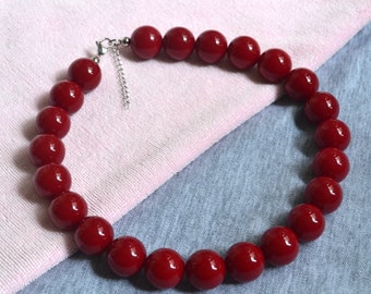 Rote Perlen Halskette,Music Festival Fun,Statement Kette,Funky Bubblegum Bead Halskette,Herren Halskette,Geschenk