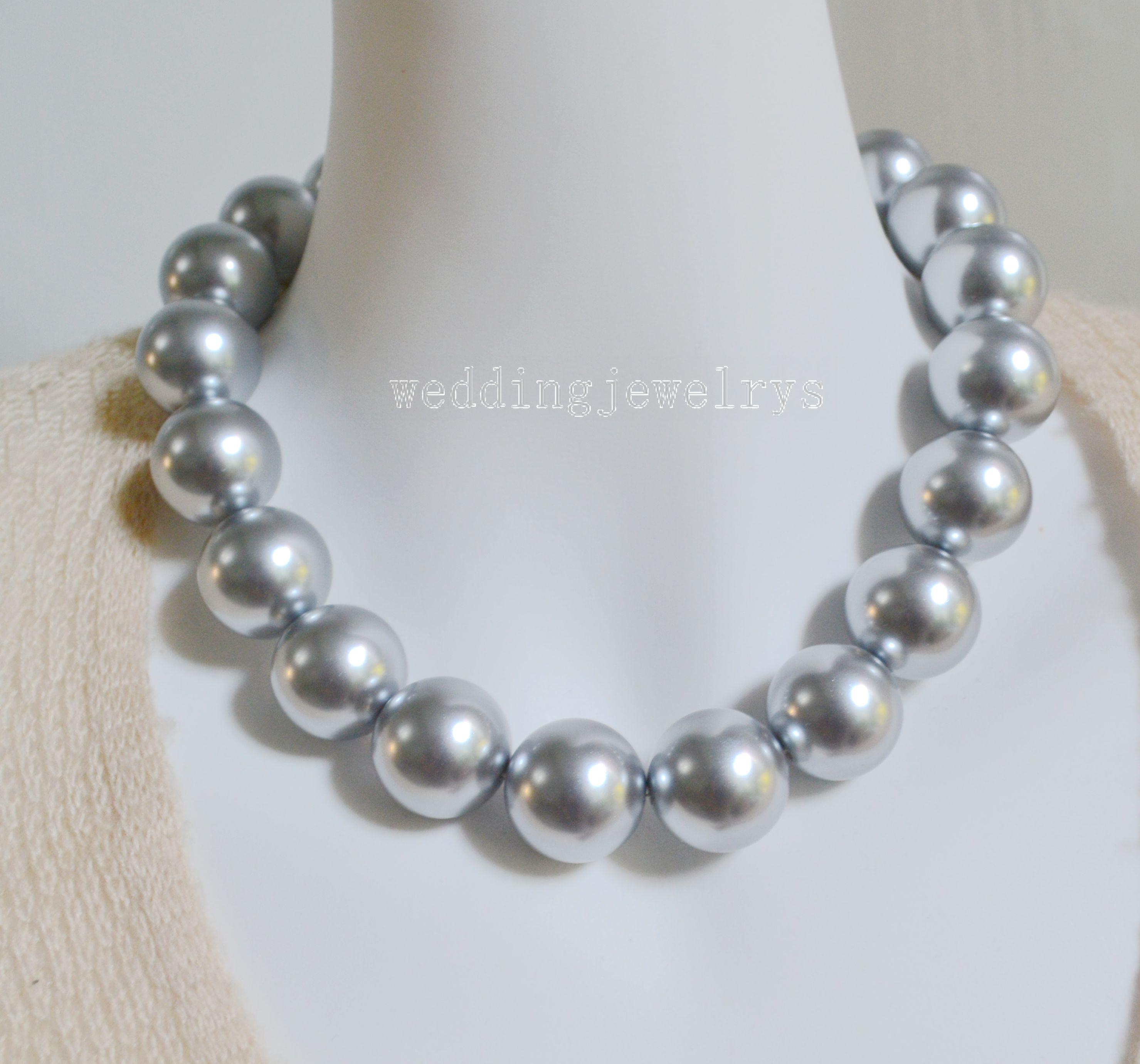 テリ強!!】本真珠 大珠 パール ネックレス 13.5mm〜15.5mm 46cm SILVER 