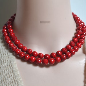 red turquoise necklace,two rows red necklace,turquoise necklace,statement necklace stone necklace,Red Ruby turquoise statement jewelry
