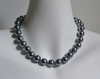 Collier En Perle Noire - Longueur 40 Cm - Occasion - Fabriqué En France