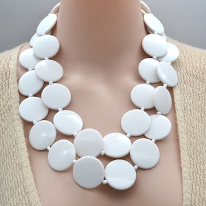 Statement pastel white beige necklace,multi strand statement necklace,chunky neutral necklace,statement jewelry,white beige statement