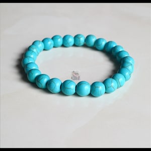 Turquoise Bracelet, Stretchable Bracelet,8 mm turquoise bead beacelet. women Bracelet, Man-made turquoise Bracelet,Blue bead bracelet