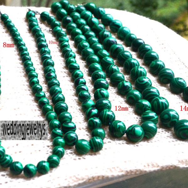 malachite necklace ,6.8.10mm Statement beads necklace,gemstone Wedding jewelry,big bead necklace,Statement Necklace,green malachite necklace