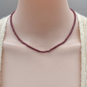 Natural Red Garnet Stone Round Beaded Necklace,small Garnet necklace,Available in 2mm3mm Necklace for men and women,natural garnet necklace