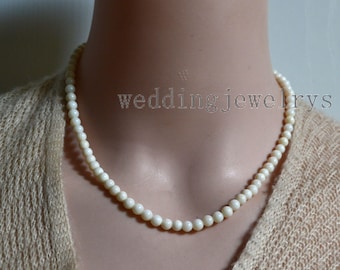 Koralle Perlenkette,Ivory Koralle Halskette,Edelstein Schmuck,Echte Koralle Kette,Hochzeitsschmuck,Geschenk für Sie