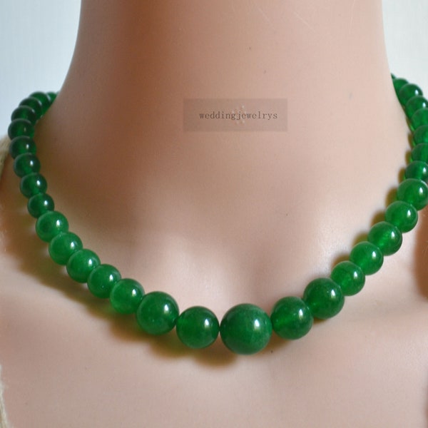 green agate necklace- green gradually agate necklace Wedding Jewelry,Women Necklace Bridesmaid Gifts,6-12mm agate necklace,single necklace