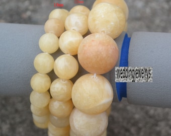 Handmade Yellow Jade Beaded Bracelet, Healing Stone Jewelry