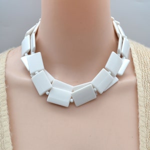 Statement pastel white beige necklace,multi strand statement necklace,chunky neutral necklace,statement jewelry,white beige statement