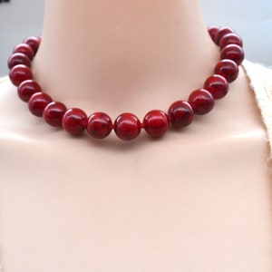 red turquoise necklace,14mm turquoise necklace, statement necklace stone necklace,Red Ruby turquoise statement jewelry,wedding jewelry